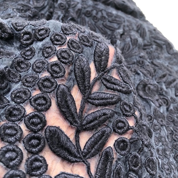 YOANA Baraschi BHLDN Navy Embroidered Floral Leaf Lace 100% Silk Cocktail Dress - Picture 12 of 16